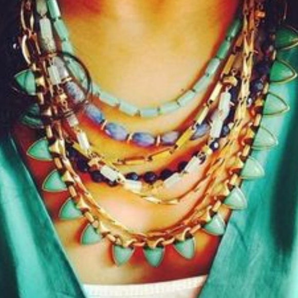 Stella & Dot | Ultra Versatile Gold + Blue + Lucky Green Stone Sutton Ne… - Picture 4 of 8